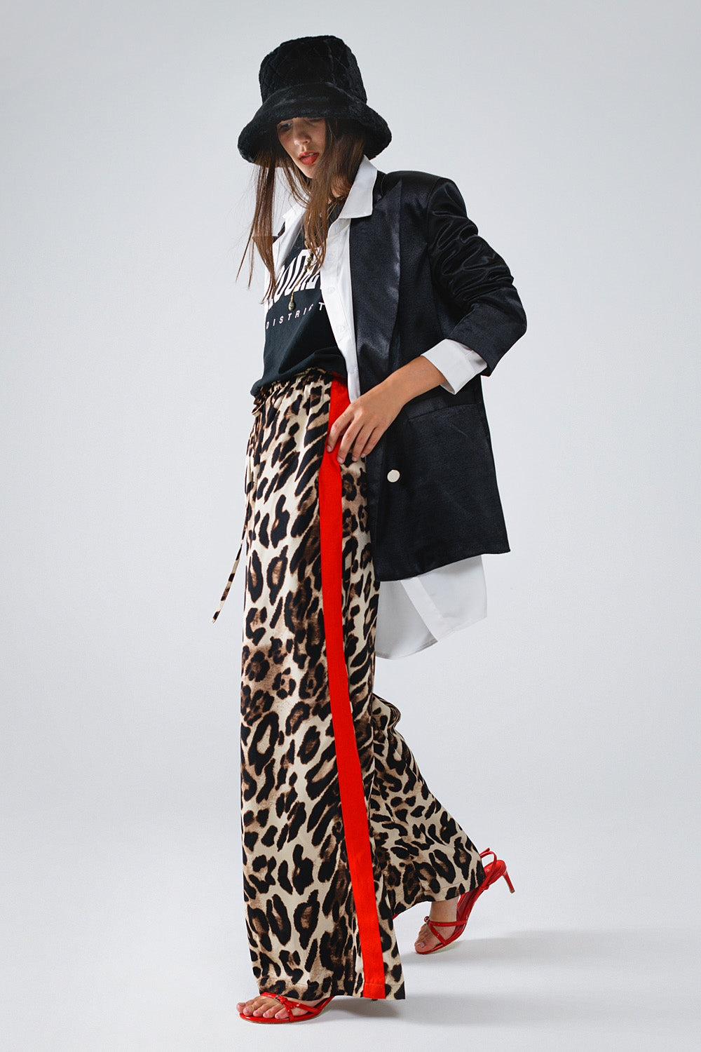 Leopard Pant Red Side Stripe