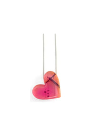 Pink Heart Crow Necklace