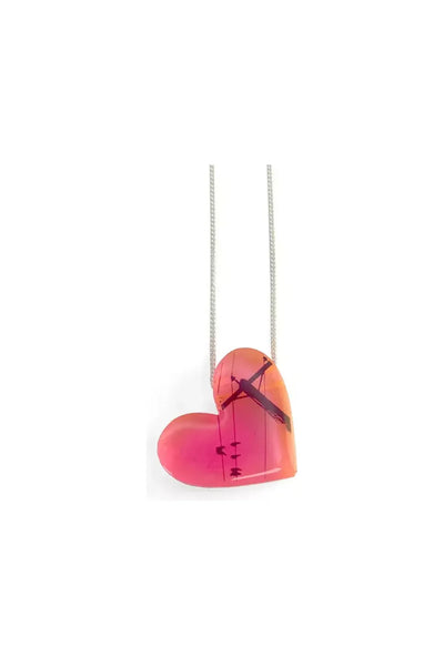 Pink Heart Crow Necklace